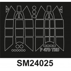 1/24 WWII US P-47D Razorback Canopy Paint Masks for Trumpeter kit