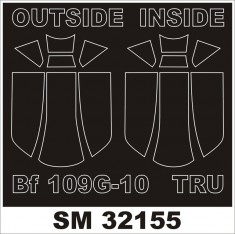1/32 Messerschmitt Bf 109G-10 Paint Mask for Trumpeter kit (outside-inside)