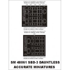 1/48 SBD-3 Dauntless Paint Mask for Accurate Miniatures kit (outside-inside)