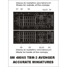 1/48 TBF-3 Avenger Paint Mask for Accurate Miniatures kit (outside-inside)
