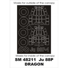 1/48 Ju-88P Paint Mask for Dragon kit (outside-inside)
