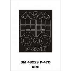 1/48 P-47D Razorback Paint Mask for Arii kit (outside-inside)