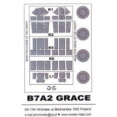 1/48 Aichi B7A2 Grace Paint Mask for Hasegawa kit (outside-inside)