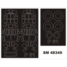 1/48 Northrop P-61A Black Widow Paint Mask for Great Wall Hobby kit (outside,inside)