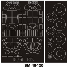 1/48 Northrop P-61 Black Widow Paint Mask for HobbyBoss kit (outside-inside)