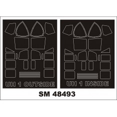 1/48 Bell UH-1D Huey Paint Masks for Kittyhawk Kit (Outside & Inside)