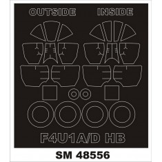 1/48 F4U-1A/D Corsair Canopy (outside, inside) & Wheels Paint Mask for Hobby Boss kits