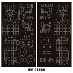 1/48 Ki-21 Canopy Masks (outside and inside) for ICM kits