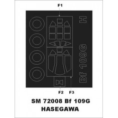 1/72 Messerschmitt BF 109G Paint Mask for Hasegawa kit (outside)