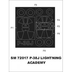1/72 Lockheed P-38J Lightning Paint Mask for Academy kit (outside)