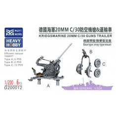 1/200 Kriegsmarine 20mm C/30 Gun Trailer x6