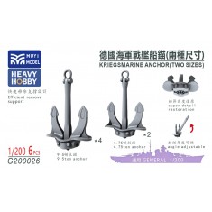1/200 Kriegsmarine Anchors (2 Sizes) x6
