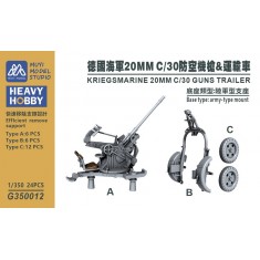 1/350 Kriegsmarine 20mm C/30 Guns & Trailer x24