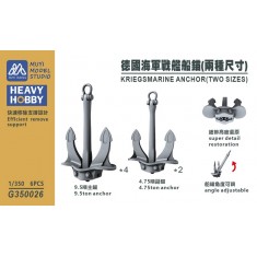 1/350 Kriegsmarine Anchors (2 Sizes) x6