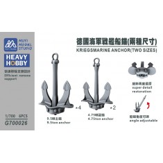 1/700 Kriegsmarine Anchors (2 Sizes) x6