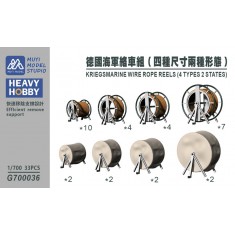 1/700 Kriegsmarine Wire Rope Reels (4 Types, 2 States) x33