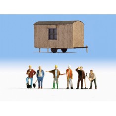 HO Scale Construction Site (building & figures)
