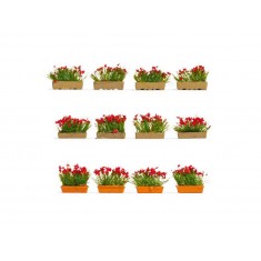 HO Scale Red Blossoming Flower (12 Boxes)