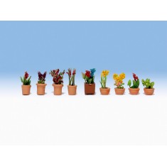 N Scale Ornamental Plants in Pots (9 flower pots)