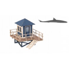 HO Scale Lifeguard Tower with Shark Fin (5.6cm x 4.5cm x 5.3cm)