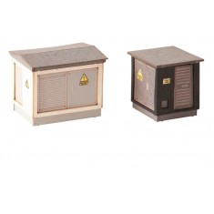 TT Scale Transformer Stations (2pcs, 1.9 x 1.9 x 2 cm, 2.8 x 2.0 x 2.2 cm)