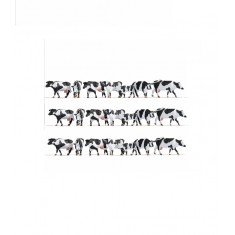 HO Scale Figures xL Set - Black and White Cows (21 assembled painted figures)