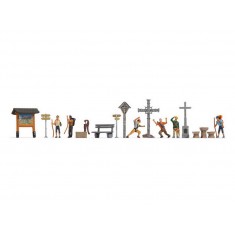 HO Scale Themed Figures Set "In the Mountains" (6 figures w/acc)