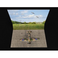 1/48 Airfield Tarmac Sheet: Battle of Britain Airfield Set #2 Grass Wall w/3D Component