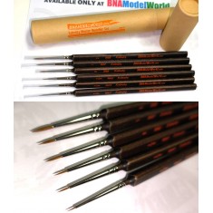 Kolinsky Master Modelling Brush Set (6 Precision Brushes, Size: 5/0, 3/0, 00, 0, 1, 2)