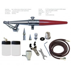 Single Action External Mix Siphon Feed Airbrush Set w/0.45, 0.65 & 1.05mm Heads 