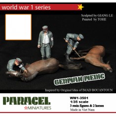 1/35 WWI German Medic Team Helping Hand (3 figure and 2 dead horses)