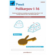 1/48 Polikarpov I-16 Canopy Masks for Clear Prop kits