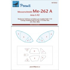 1/72 Messerschmitt Me-262 A Canopy Masks for Smer kits
