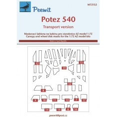 1/72 Potez 540 Transport version Canopy Masks for AZ model
