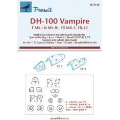 1/72 DH-100 Vampire Canopy Masks for Special Hobby/Azur/Xtrakit/Revell 03934