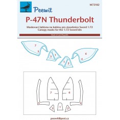 1/72 P-47N Thunderbolt Canopy Masks for Sword kits