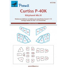 1/72 Curtiss P-40K/Kittyhawk Mk.III Canopy Masks for Sword kits