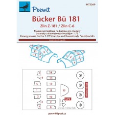 1/72 Bucker Bu 181 / Zlin Z-181 Canopy Masks for Stransky/Kovozavody Prostejov