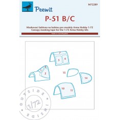 1/72 P-51 B/C Mustang Canopy Masks for Arma Hobby kits