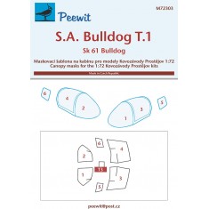 1/72 S.A.Bulldog T.1 / Sk 61 Bulldog Canopy Masks for Kovozavody Prostejov kits