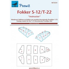 1/72 Fokker S-12/T-22 Instructor Canopy Masks for Kovozavody Prostejov kits