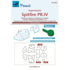 1/72 Spitfire PR.IV Canopy Masks for Sword/ Kovozavody Prostejov kits