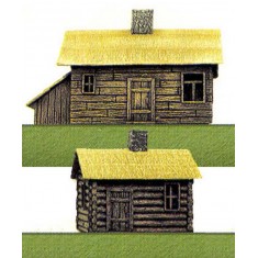 1/144 Russian Farm Houses (Painted, 2 Buildings)