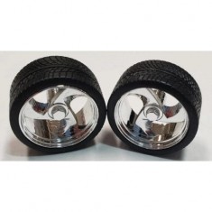 1/24 Tri-Blades Rims w/Tyres Chrome (4pcs)