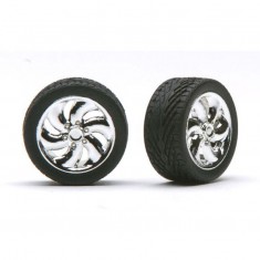 1/24 Cyclones Rims w/Tyres Chrome (4pcs)