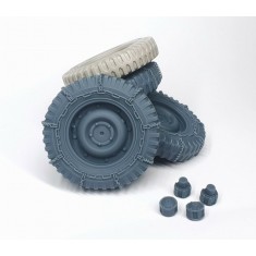 1/16 Willys MB 4x4 Utility Truck Chained Wheels with Spare Wheel (Weighted) for Takom kit
