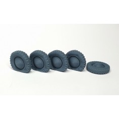 1/35 VW Kubelwagen Flat Tyres with Early Hubcaps Type 2