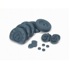 1/35 Sd.Kfz. 222 Early Flat Tyres Type 1 (4pcs + Spare) for Tamiya Kit