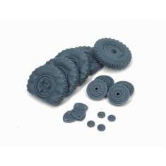 1/35 Sd.Kfz. 222 Early Flat Tyres Type 2 (4pcs + Spare) for HobbyBoss Kit