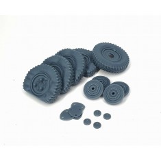 1/35 Sd.Kfz. 222 Early Flat Tyres Type 3 (4pcs + Spare) for HobbyBoss Kit